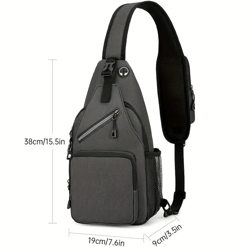 New Men's Chest Bag Lightweight Oxford Crossbody, Water-Resistant Durable Anti-Burden Shoulder Pack, Minimalist Casual Commute Cycling Sports Sling Bag(BLACK) - Image 5