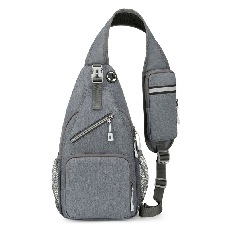New Men's Chest Bag Lightweight Oxford Crossbody, Water-Resistant Durable Anti-Burden Shoulder Pack, Minimalist Casual Commute Cycling Sports Sling Bag（Light grey） - Image 1