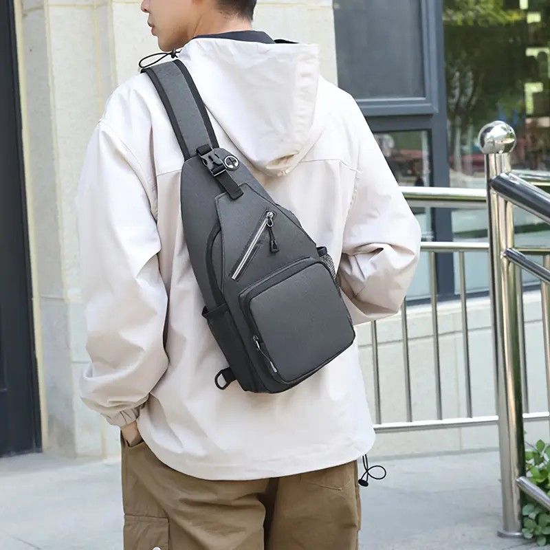 New Men's Chest Bag Lightweight Oxford Crossbody, Water-Resistant Durable Anti-Burden Shoulder Pack, Minimalist Casual Commute Cycling Sports Sling Bag（dark blue） - Image 2