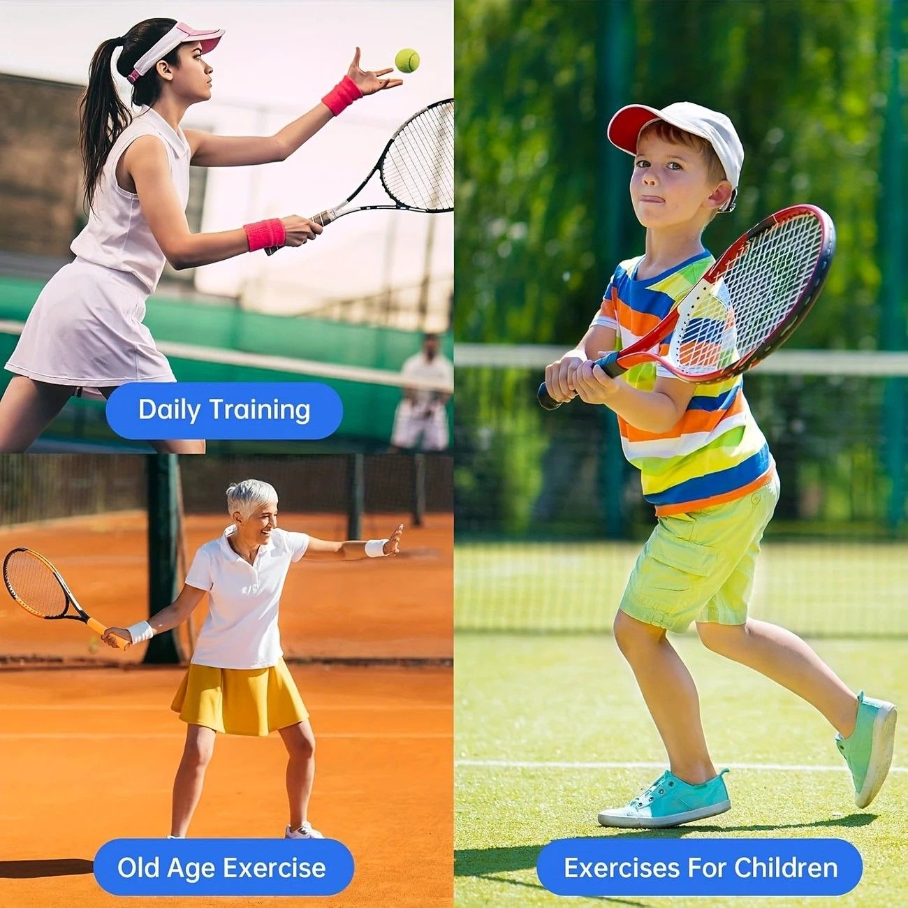 Portable Tennis Trainer: Features a water-fillable weighted base with anti-tangle design. Includes 3 tennis balls and an elastic cord. Suitable for solo indoor/outdoor use, ideal for all ages.blue - Image 6