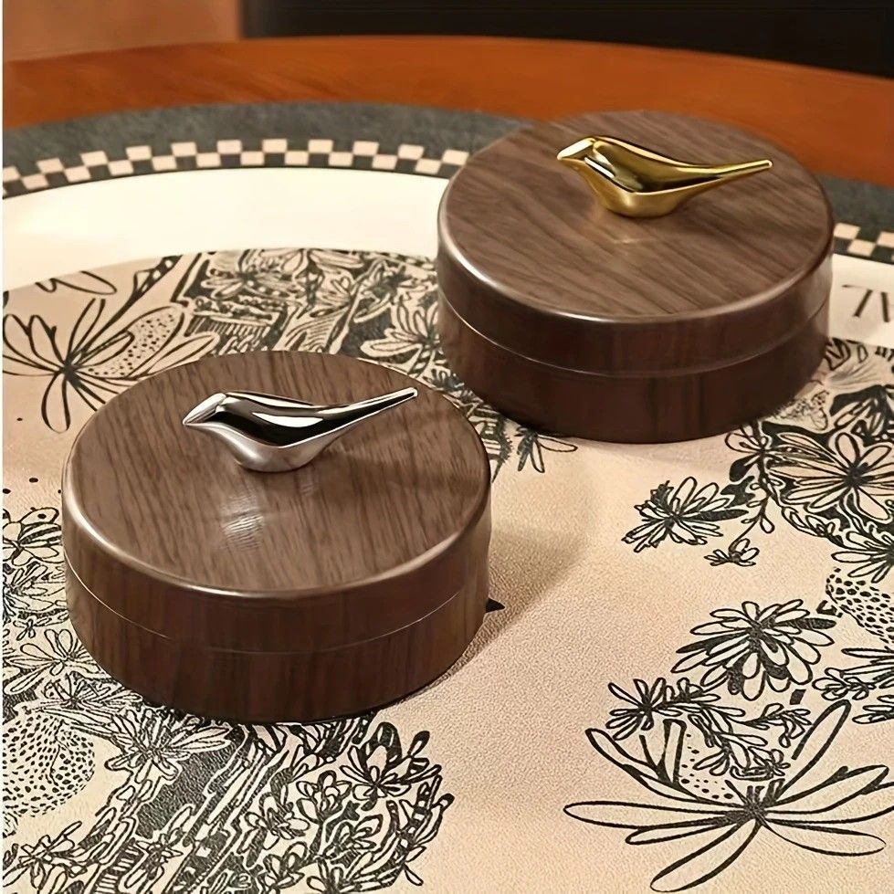 1 Light-Luxury Fashion Desktop Ashtray | Creative High-End Living Room Home Decor, Personalized Car Ashtray with Lid, Retro Aesthetic, the Perfect Gift for Homeowners.Golden bird golden liner - Image 7