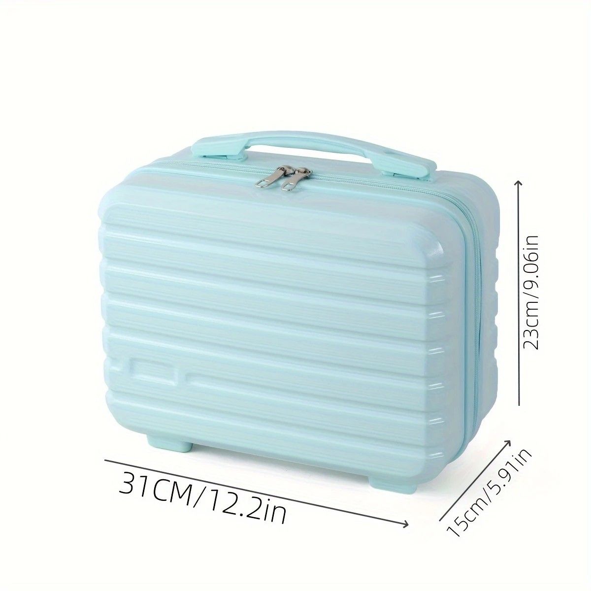 14 Inch Mini Makeup Case, Lightweight Cosmetic Travel Bag with Shoulder Strap & Zipper Closure(BLUE) - Image 2