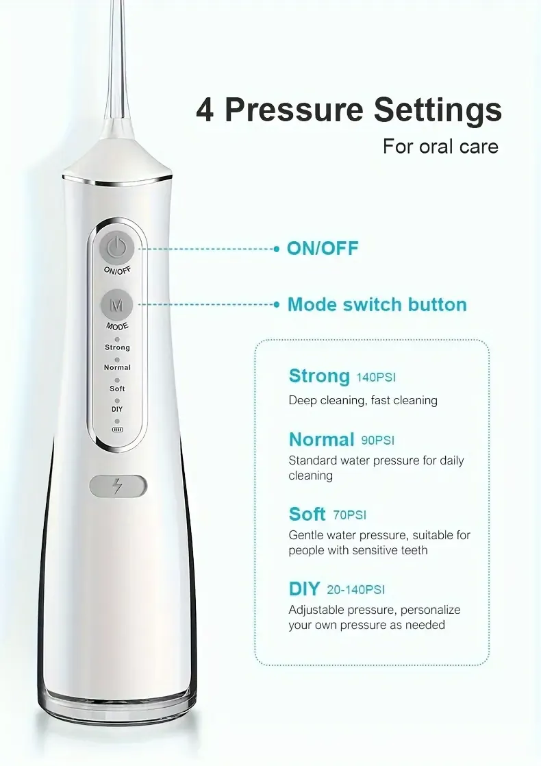 L8 Cordless Water Flosser | Rechargeable Portable Oral Irrigator, IPX7 Waterproof, 4 Modes with DIY Pressure Adjustment, High-Frequency Pulse Cleans Between Teeth Thoroughly/white - Image 4