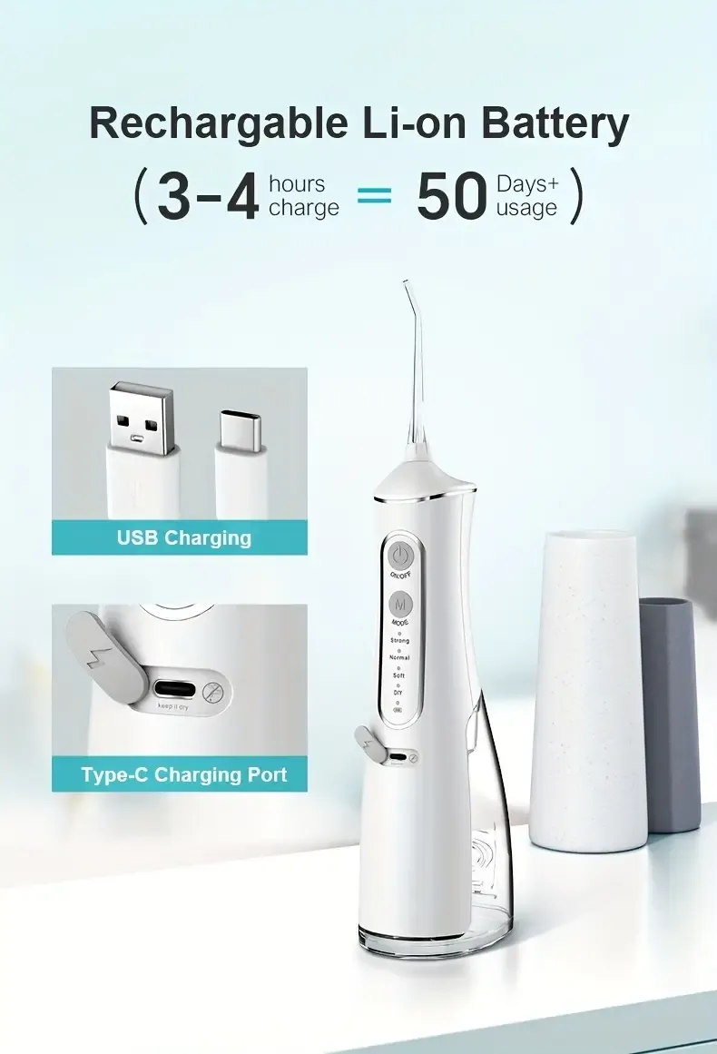 L8 Cordless Water Flosser | Rechargeable Portable Oral Irrigator, IPX7 Waterproof, 4 Modes with DIY Pressure Adjustment, High-Frequency Pulse Cleans Between Teeth Thoroughly/white - Image 6