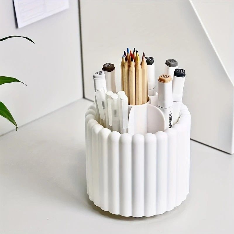 360-degree rotating makeup brush organizer, polished plastic material, no assembly required, no odor - makeup display case.white - Image 7