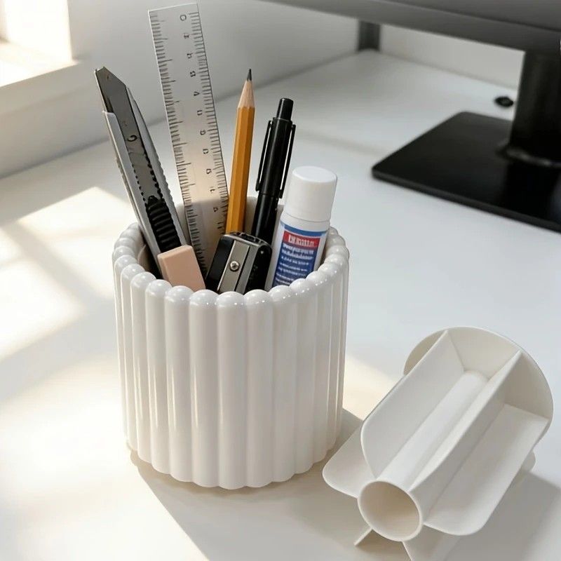 360-degree rotating makeup brush organizer, polished plastic material, no assembly required, no odor - makeup display case.white - Image 8