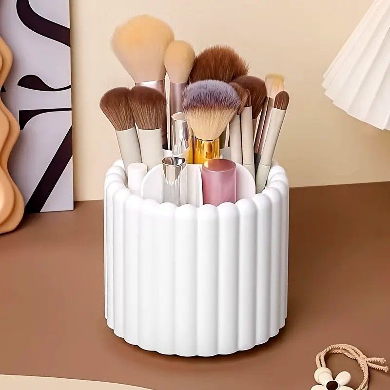 360-degree rotating makeup brush organizer, polished plastic material, no assembly required, no odor - makeup display case.PINK - Image 5