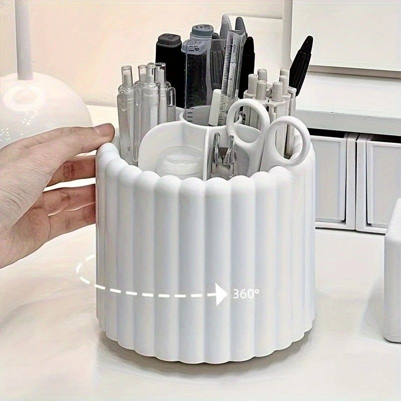 360-degree rotating makeup brush organizer, polished plastic material, no assembly required, no odor - makeup display case.PINK - Image 6