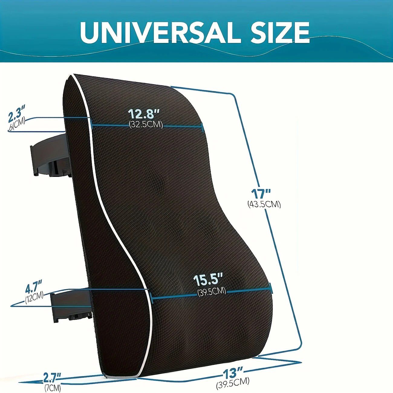 1 Lumbar Support Pillow for Lower Back and Posture - Memory Foam Cushion with Adjustable Strap, Breathable Mesh Cover and Dual Straps (Office Chair, Car, Gaming) - Spine Health Aid, Office Furniture, Back Cushion, Back Pain Relief Pad - Image 3