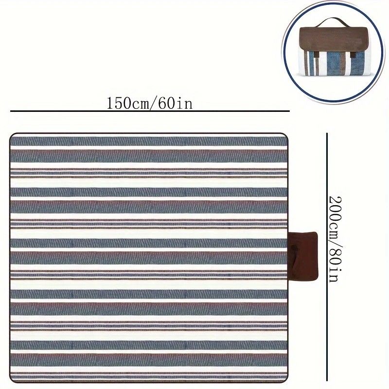 Double-layer Nylon Picnic Mat High-density Waterproof Base + Nylon Padding Lightweight Foldable with Carry Handle Machine Washable & Easy Care  Ideal for Beach Camping Park Outdoor Picnics。（150*200CM) - Image 4