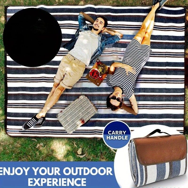 Double-layer Nylon Picnic Mat High-density Waterproof Base + Nylon Padding Lightweight Foldable with Carry Handle Machine Washable & Easy Care  Ideal for Beach Camping Park Outdoor Picnics。（150*200CM) - Image 7