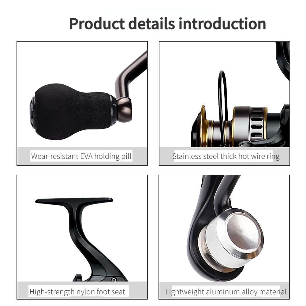 Spinning Reel Fishing Reel, Metal Spool, Metal Handle, 5.2:1 Gear Ratio, 10KG Drag, Smooth and Sensitive Line Output, Left/Right Hand Interchangeable, Rotating Fishing Reel, Suitable for Freshwater and Saltwater(HE5000) - Image 6