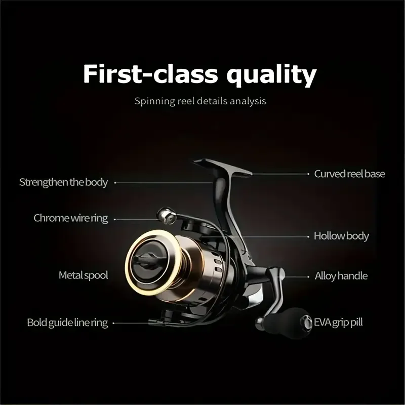 Spinning Reel Fishing Reel, Metal Spool, Metal Handle, 5.2:1 Gear Ratio, 10KG Drag, Smooth and Sensitive Line Output, Left/Right Hand Interchangeable, Rotating Fishing Reel, Suitable for Freshwater and Saltwater(HE7000) - Image 5