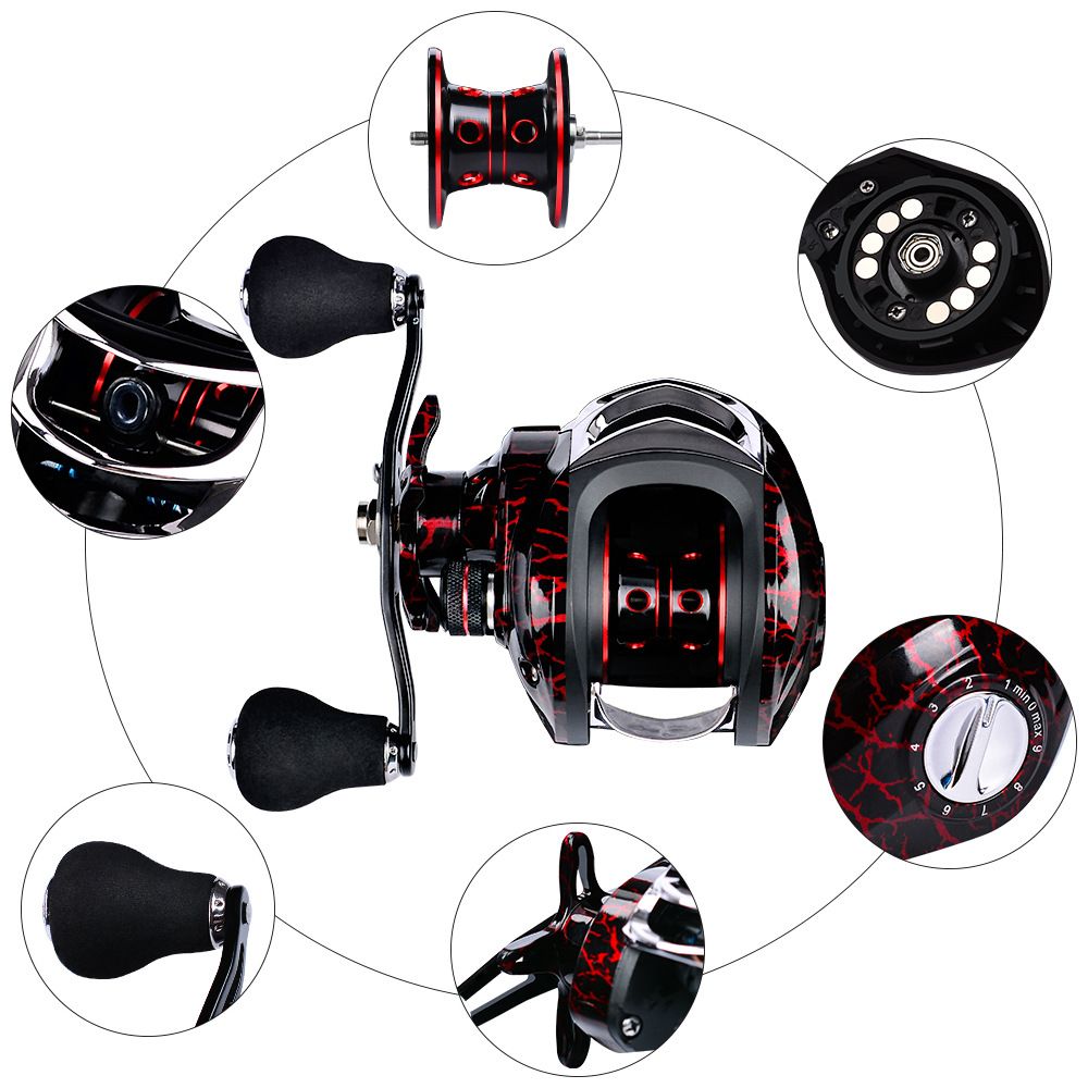 High Speed 18+1BB Baitcasting Reel, Dual Brake System, Max Drag 20lb - Ergonomic Handle, Stainless Steel Durable Spool - Ideal for Carp and Bass Fishing, Suitable for Saltwater and Freshwater, Angler's Choice | Smooth Black Finish(DW121R right hand) - Image 8