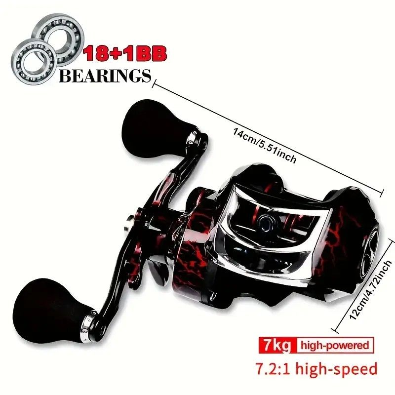 High Speed 18+1BB Baitcasting Reel, Dual Brake System, Max Drag 20lb - Ergonomic Handle, Stainless Steel Durable Spool - Ideal for Carp and Bass Fishing, Suitable for Saltwater and Freshwater, Angler's Choice | Smooth Black Finish(DW121L left hand) - Image 4