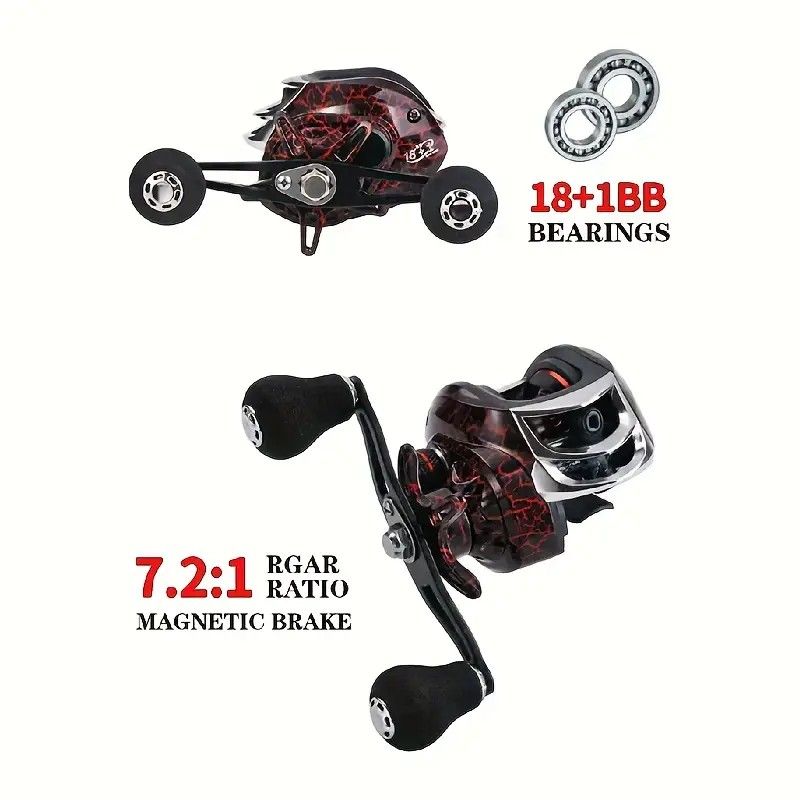 High Speed 18+1BB Baitcasting Reel, Dual Brake System, Max Drag 20lb - Ergonomic Handle, Stainless Steel Durable Spool - Ideal for Carp and Bass Fishing, Suitable for Saltwater and Freshwater, Angler's Choice | Smooth Black Finish(DW121L left hand) - Image 5