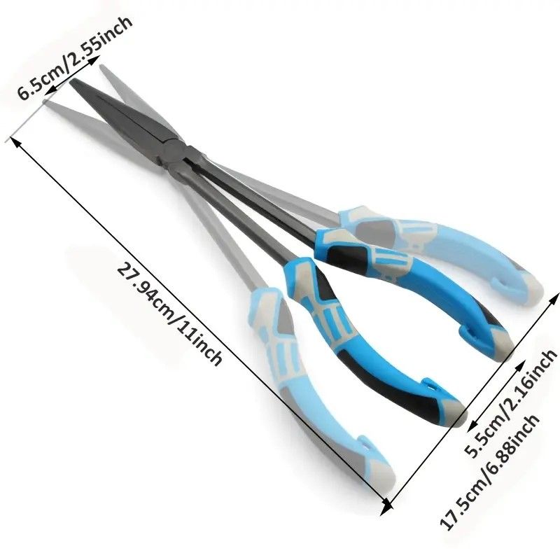 Multi-functional Fishing Pliers - Long Nose, Rust-proof & Anti-slip, Easy Hook Removal & Fish Control(Blue bending pliers） - Image 6