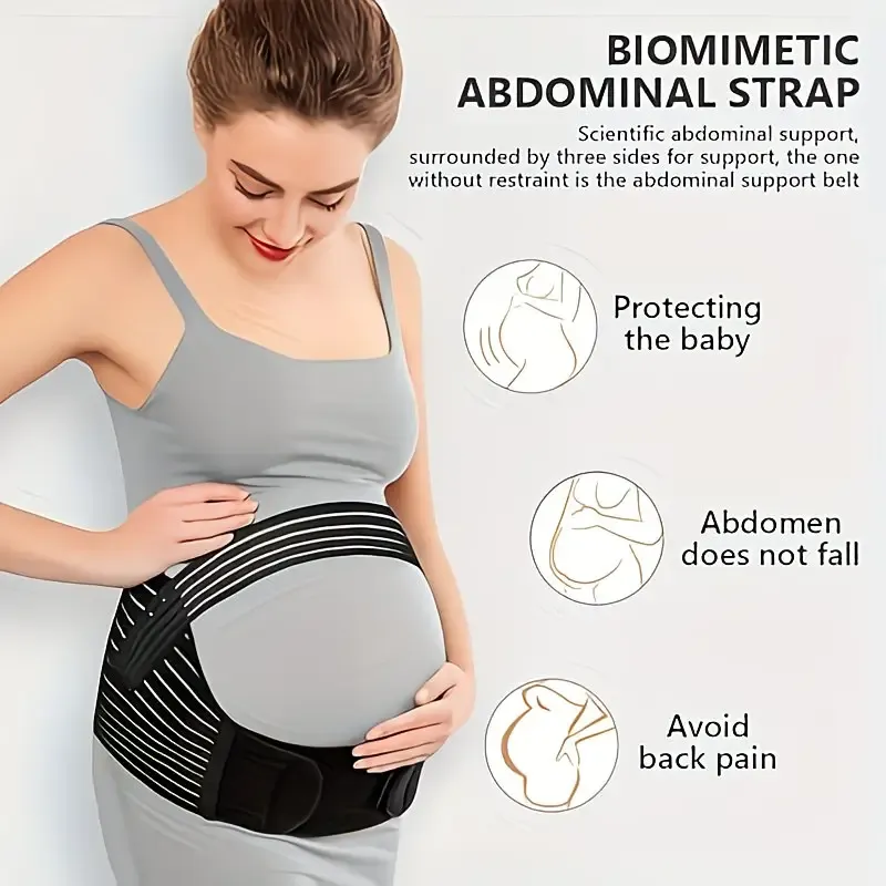 2-in-1 Pregnancy Support & Belly Band, Breathable Skin-Friendly Lightweight, Ergonomic Fit, Relieves Lower Back & Pubic Discomfort, Full Protection During Pregnancy & Postpartum/BLACK.M code - Image 6