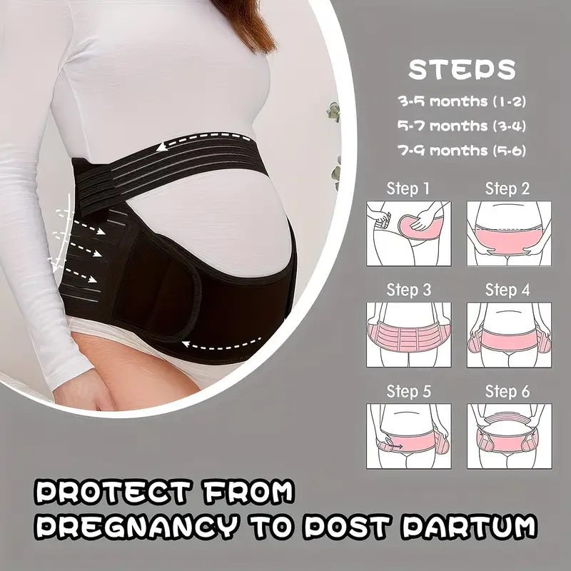 2-in-1 Pregnancy Support & Belly Band, Breathable Skin-Friendly Lightweight, Ergonomic Fit, Relieves Lower Back & Pubic Discomfort, Full Protection During Pregnancy & Postpartum/BLACK.M code - Image 7