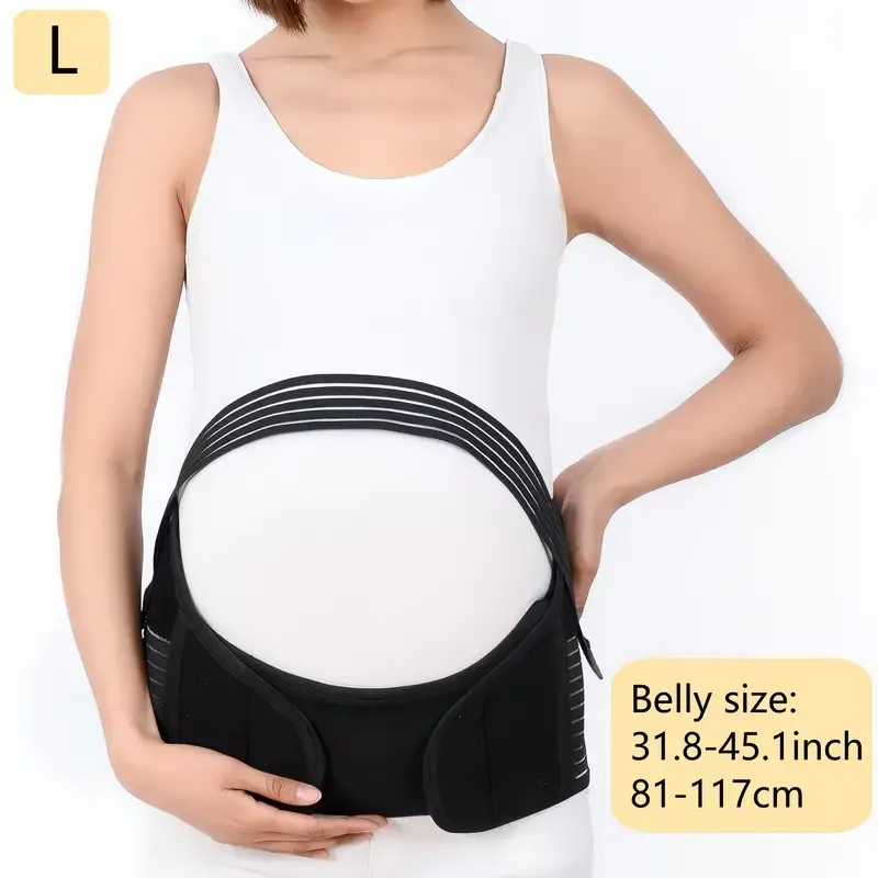 2-in-1 Pregnancy Support & Belly Band, Breathable Skin-Friendly Lightweight, Ergonomic Fit, Relieves Lower Back & Pubic Discomfort, Full Protection During Pregnancy & Postpartum/BLACK.Lcode - Image 1