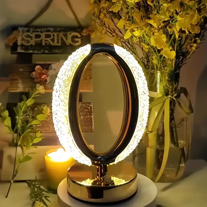 Rechargeable acrylic crystal desk lamp with 3 color temperatures touch control, USB charging for portability, and stepless brightness adjustment. Diamond-cut design serves as both an ambient light and an art piece./MOON - Image 7