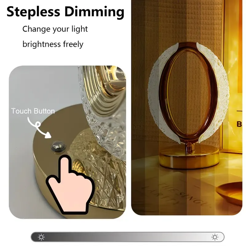 Rechargeable acrylic crystal desk lamp with 3 color temperatures touch control, USB charging for portability, and stepless brightness adjustment. Diamond-cut design serves as both an ambient light and an art piece./sunflower seed - Image 3