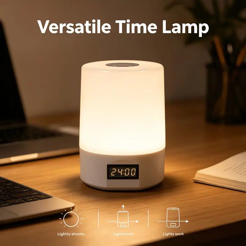 Smart LED Night Light with Clock, Rechargeable Lithium Battery, Remote Control, Suitable for Camping and Bedroom, Soft Glow Eye Protection, Dimmable Color Temperature, Long-Lasting Battery Life for Peaceful Sleep - Image 3