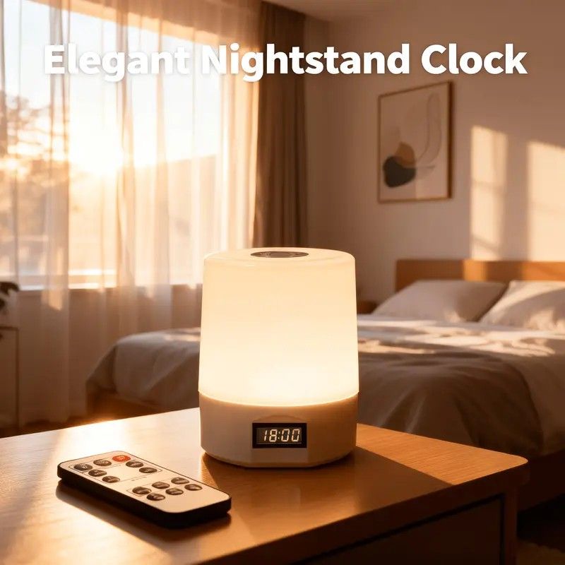 Smart LED Night Light with Clock, Rechargeable Lithium Battery, Remote Control, Suitable for Camping and Bedroom, Soft Glow Eye Protection, Dimmable Color Temperature, Long-Lasting Battery Life for Peaceful Sleep - Image 5