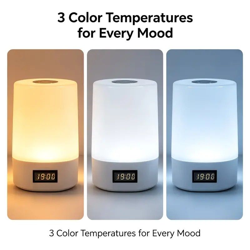 Smart LED Night Light with Clock, Rechargeable Lithium Battery, Remote Control, Suitable for Camping and Bedroom, Soft Glow Eye Protection, Dimmable Color Temperature, Long-Lasting Battery Life for Peaceful Sleep - Image 6