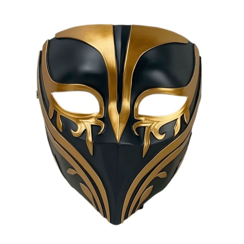 Resin Night Jasmine Full Face Mask, Black & Gold Relief Dark Style, Halloween Christmas Masquerade Prop, Bar KTV Decorative Ornament, Essential for Stylish Photoshoots - Image 6