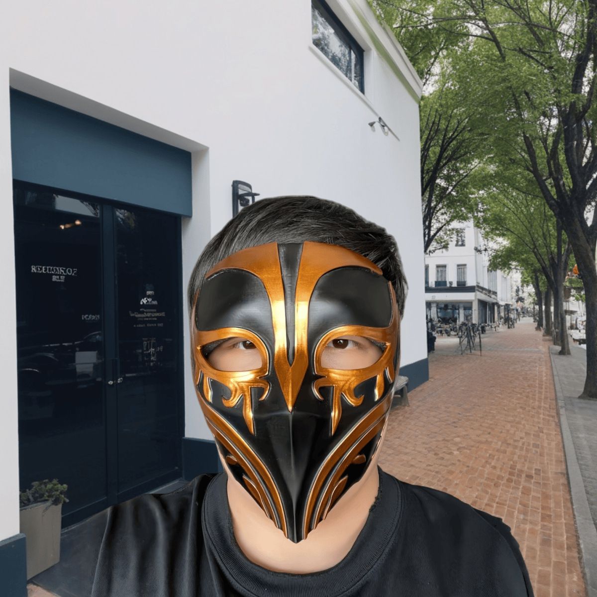 Resin Night Jasmine Full Face Mask, Black & Gold Relief Dark Style, Halloween Christmas Masquerade Prop, Bar KTV Decorative Ornament, Essential for Stylish Photoshoots - Image 8