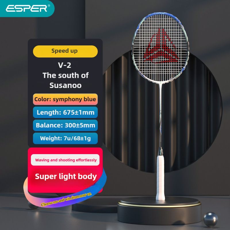ESPER Explorer V2 Susanoo 7U Ultra-Light Badminton Racket 30T/40T High-Elastic Carbon Fiber with Grip and Gift Box Suitable for Beginners and Advanced Players.（blue) - Image 1