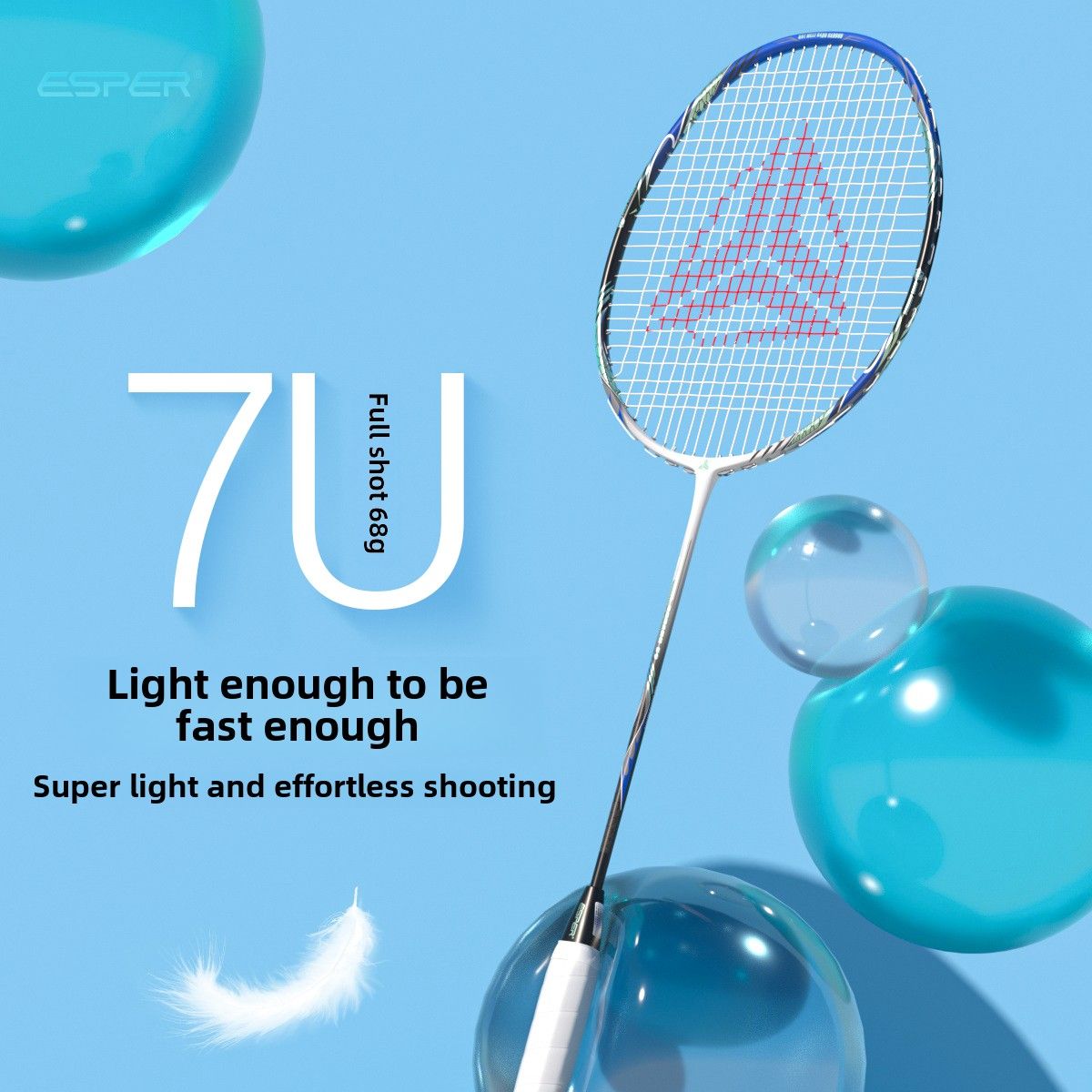 ESPER Explorer V2 Susanoo 7U Ultra-Light Badminton Racket 30T/40T High-Elastic Carbon Fiber with Grip and Gift Box Suitable for Beginners and Advanced Players.（blue) - Image 3