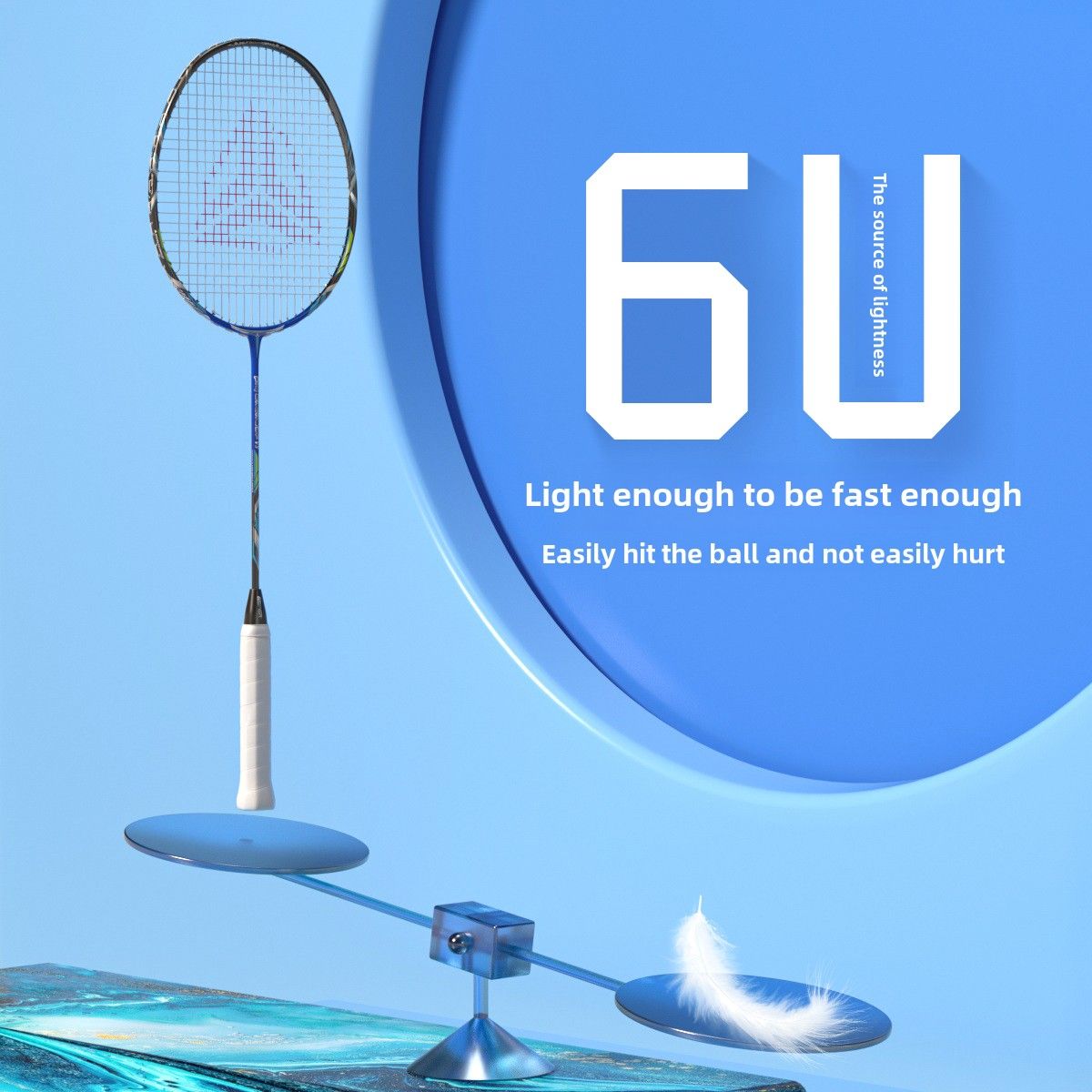 ESPER V3 Badminton Racket 72g Ultra-Light 6U Graphene Carbon All-Around Professional Match Training Durable Stylish Racket（blue) - Image 3