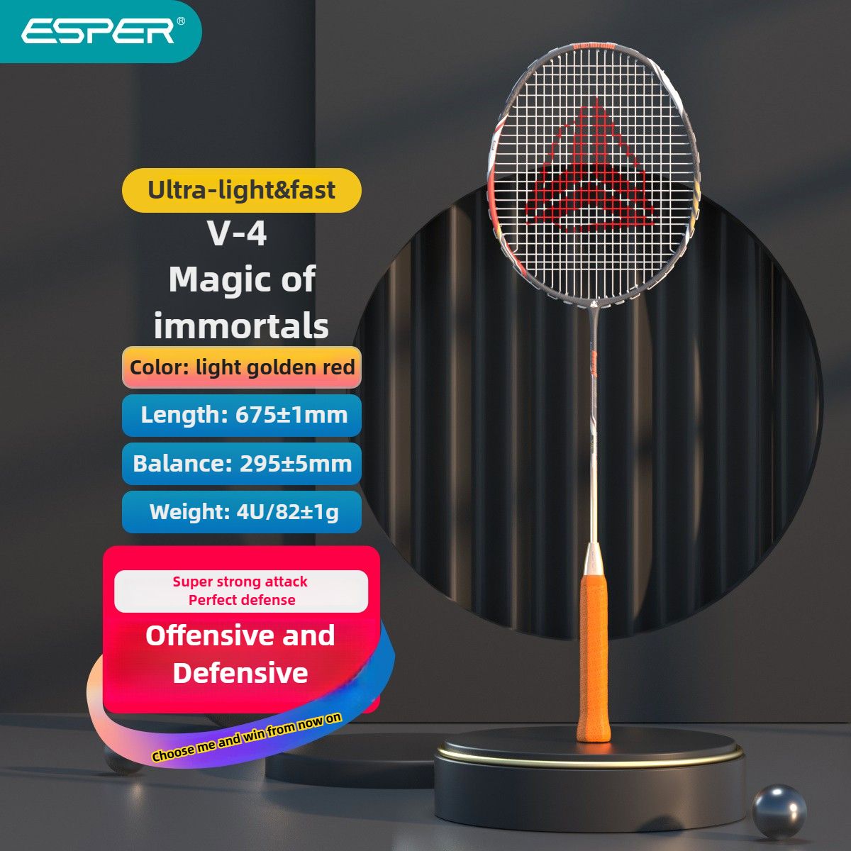 ESPER V4 Badminton Racket 82g Lightweight 4U Full Carbon Fiber All-Around Professional Match Training Durable Stylish Racket(Phosphor blue) - Image 8