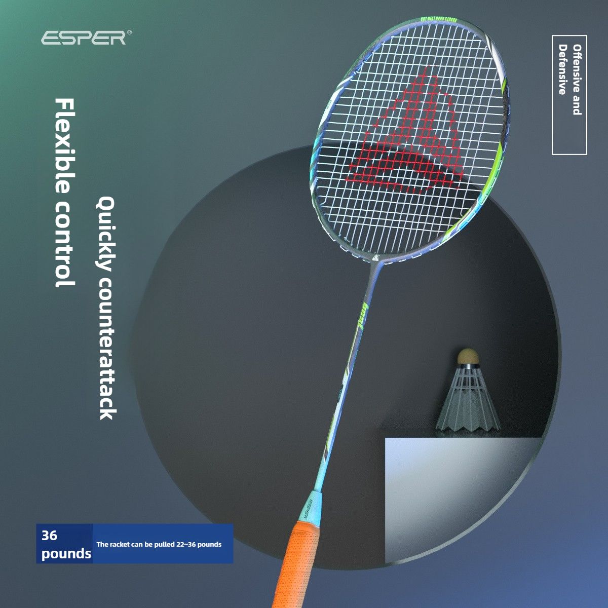 ESPER V4 Badminton Racket 82g Lightweight 4U Full Carbon Fiber All-Around Professional Match Training Durable Stylish Racket(Fluorescent yellow-green) - Image 3