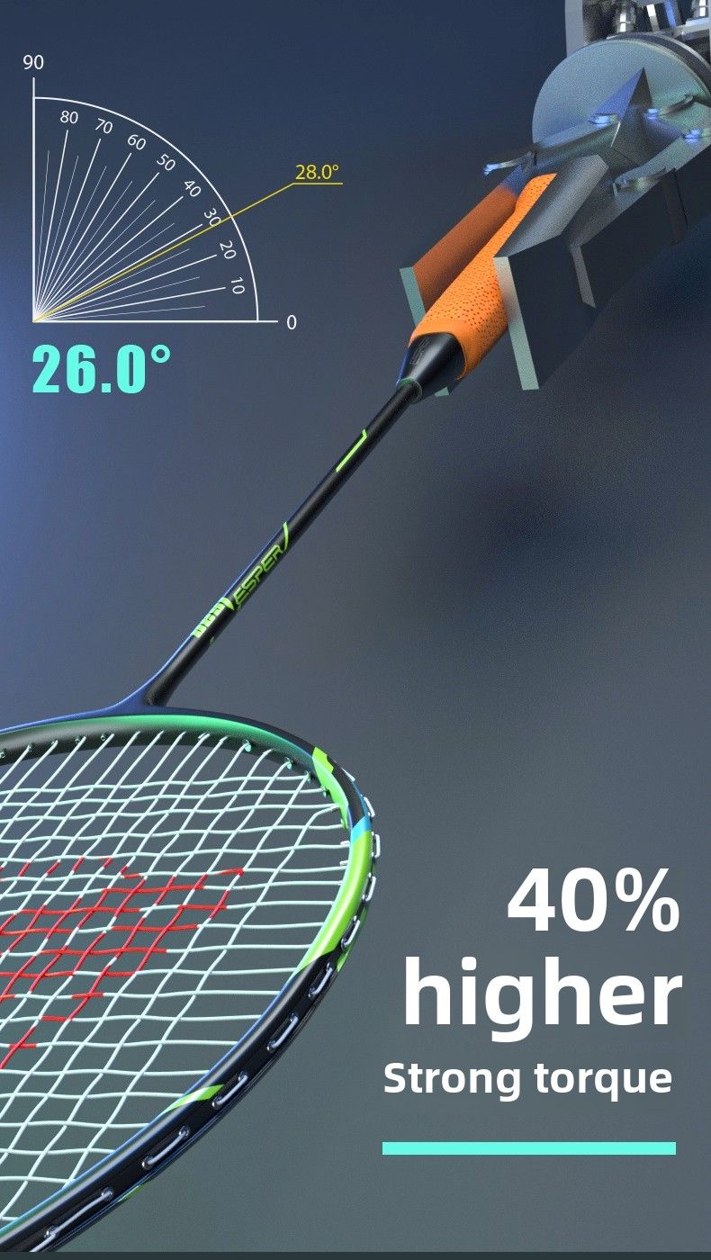 ESPER V4 Badminton Racket 82g Lightweight 4U Full Carbon Fiber All-Around Professional Match Training Durable Stylish Racket(Fluorescent yellow-green) - Image 7