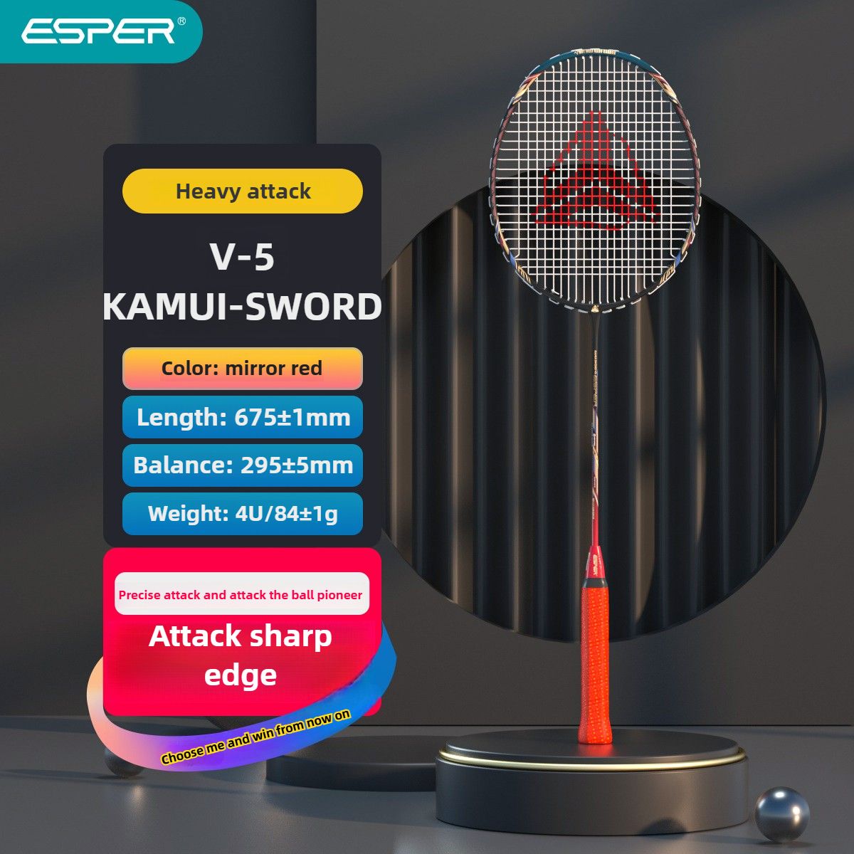 ESPER V5 Badminton Racket 84g Lightweight 4U Full Carbon Fiber Offensive Type Precise Placement Professional Match Training Durable Stylish Racket(Kelly) - Image 7