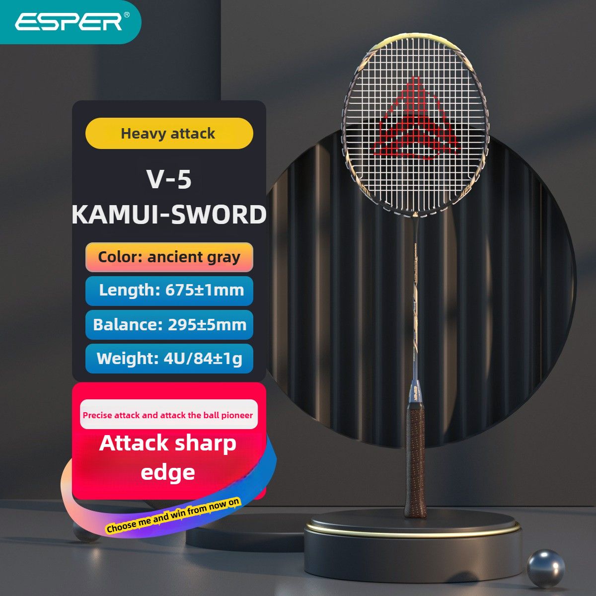 ESPER V5 Badminton Racket 84g Lightweight 4U Full Carbon Fiber Offensive Type Precise Placement Professional Match Training Durable Stylish Racket(RED) - Image 7