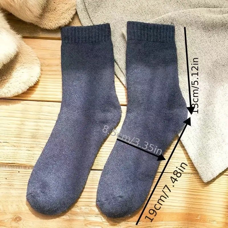 Thickened Wool Mid-Calf Socks 5-Pair Pack (Random Colors), Solid Color Versatile Fall and Winter Warmth, Soft Skin-Friendly Non-Stuffy, Essential for Casual Sports and Commuting - Image 2