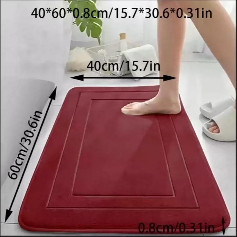 RED Geometric Pattern, Soft Lightweight Skin-Friendly, Bathroom Accessory, Toilet Anti-Slip Mat, Bathroom Mat, Machine Washable, Suitable for Shower Room, Bathroom Doorway, Bedroom Room Decoration, Modern Bath Mat, Durable Bathroom Floor Mat - Image 3