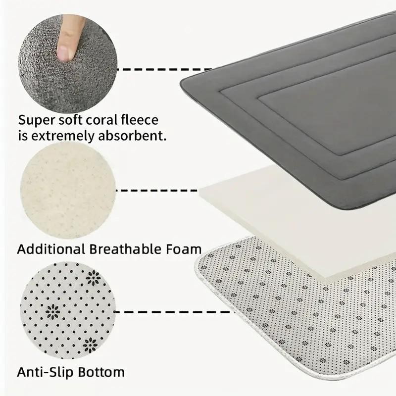 RED Geometric Pattern, Soft Lightweight Skin-Friendly, Bathroom Accessory, Toilet Anti-Slip Mat, Bathroom Mat, Machine Washable, Suitable for Shower Room, Bathroom Doorway, Bedroom Room Decoration, Modern Bath Mat, Durable Bathroom Floor Mat - Image 5