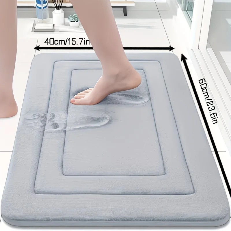 Grey  Geometric Pattern, Soft Lightweight Skin-Friendly, Bathroom Accessory, Toilet Anti-Slip Mat, Bathroom Mat, Machine Washable, Suitable for Shower Room, Bathroom Doorway, Bedroom Room Decoration, Modern Bath Mat, Durable Bathroom Floor Mat - Image 2