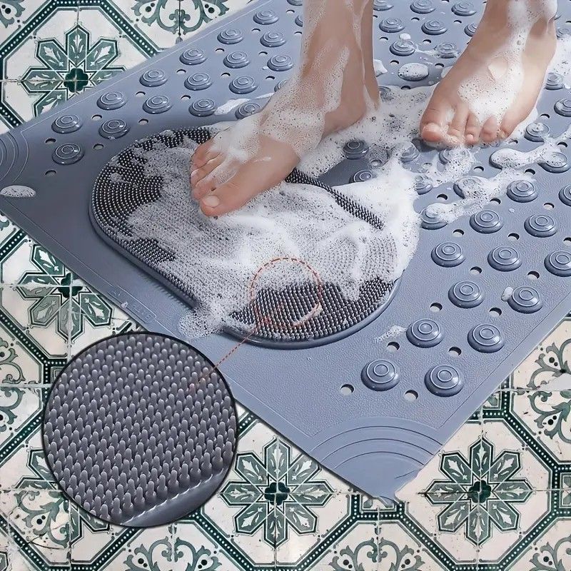 Anti-Slip Massage Shower Mat with Suction Cups Foot Spa Bathroom Mat(khaki) - Image 3