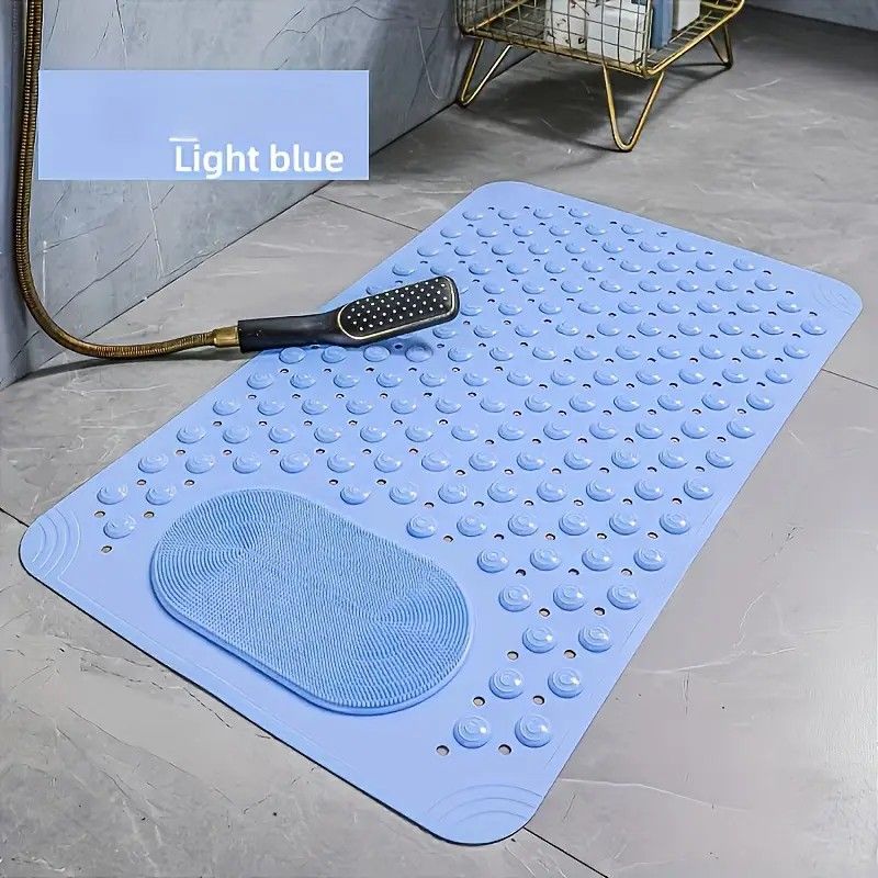 Anti-Slip Massage Shower Mat with Suction Cups Foot Spa Bathroom Mat(BLUE) - Image 1