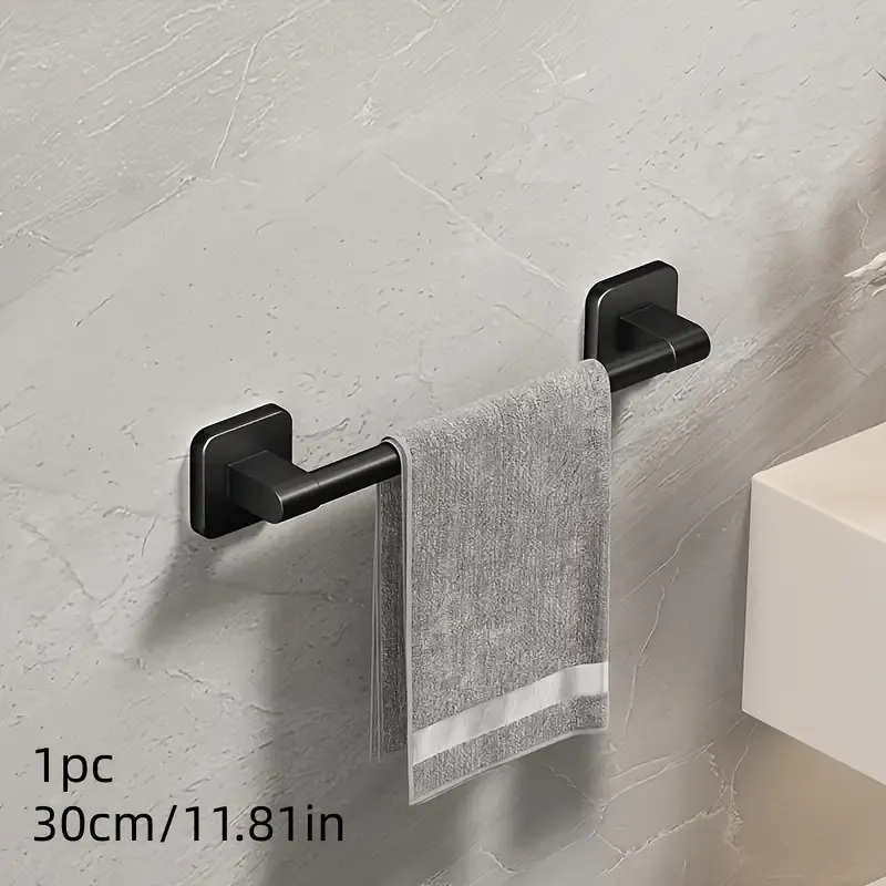 30cm space aluminum gunmetal gray towel bar, easy drill-free installation, anti-corrosion and rust-proof, bathroom towel storage, practical and stylish. - Image 1