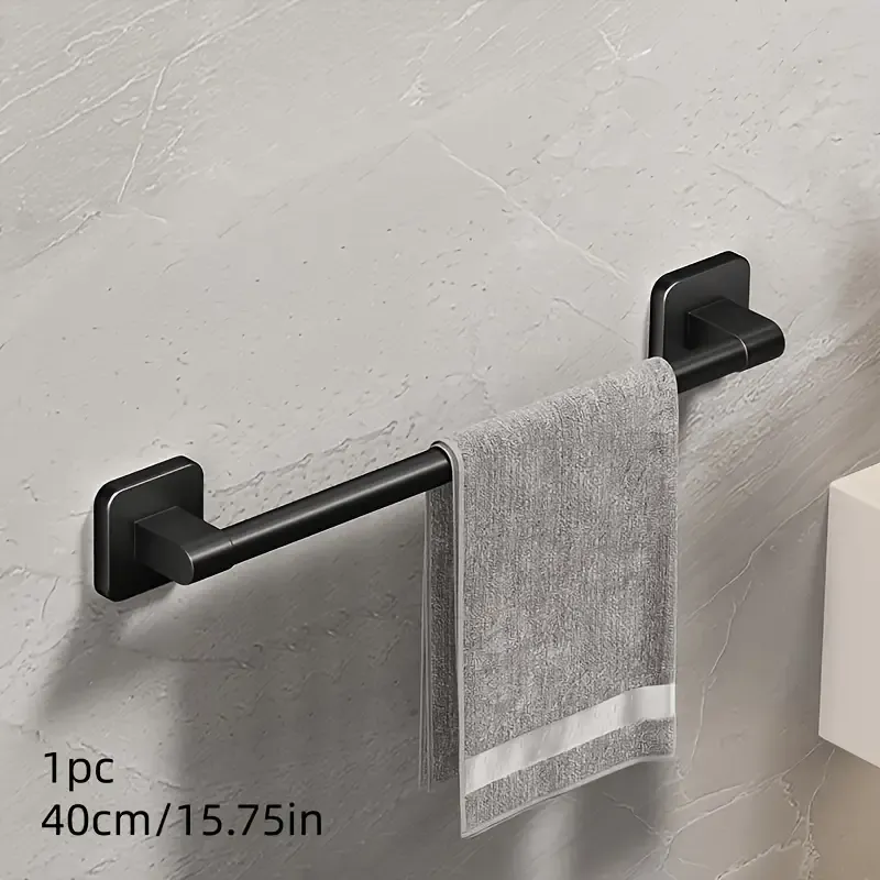40cm space aluminum gunmetal gray towel bar, easy drill-free installation, anti-corrosion and rust-proof, bathroom towel storage, practical and stylish. - Image 1
