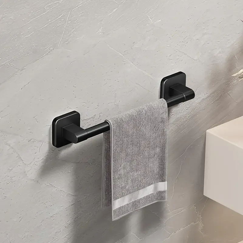 40cm space aluminum gunmetal gray towel bar, easy drill-free installation, anti-corrosion and rust-proof, bathroom towel storage, practical and stylish. - Image 2