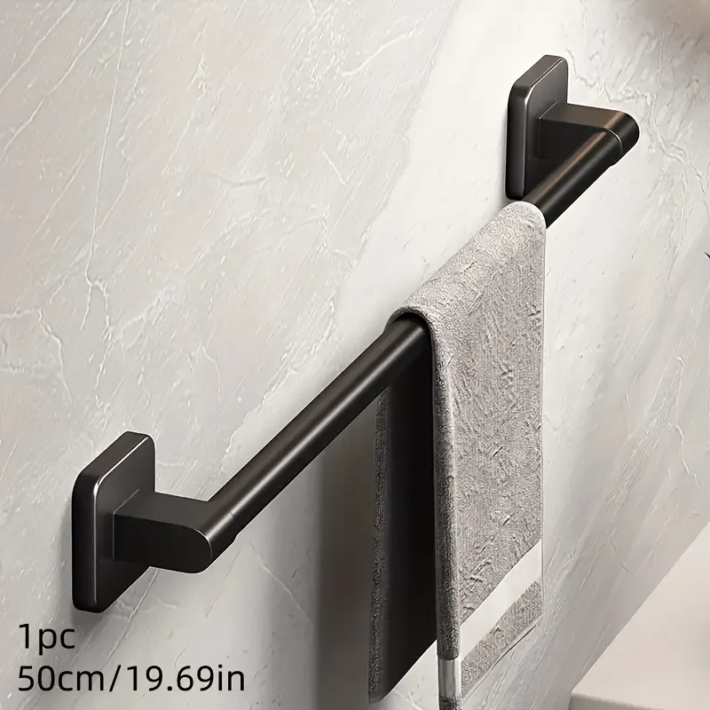 50cm space aluminum gunmetal gray towel bar, easy drill-free installation, anti-corrosion and rust-proof, bathroom towel storage, practical and stylish. - Image 1