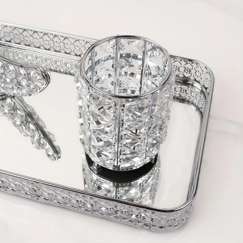1 piece crystal pen holder, round creative desktop makeup brush storage box, polished cast iron metal art decorative display piece, lightweight and desktop style.silver - Image 7